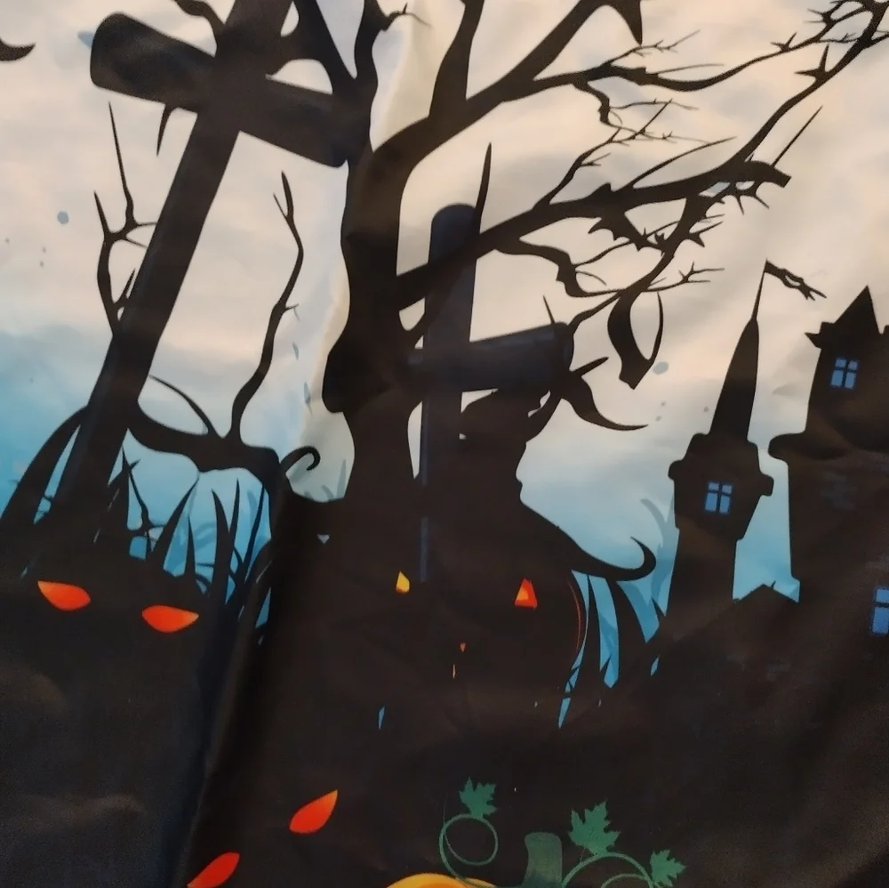 Halloween Spooky Pumpkin Graveyard House Witch Shower Curtain Standard Size